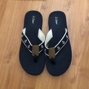 J Crew Anchor print flip flop